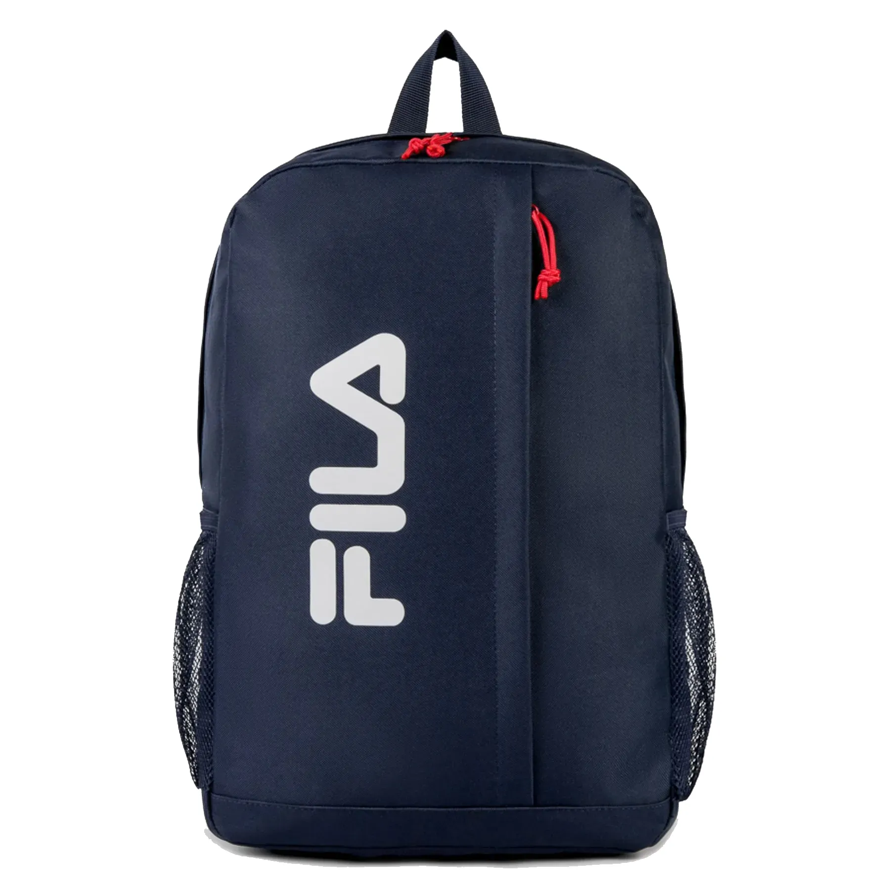Mochila Fila Basic Letter na cor marinho com logo branca, vista frontal